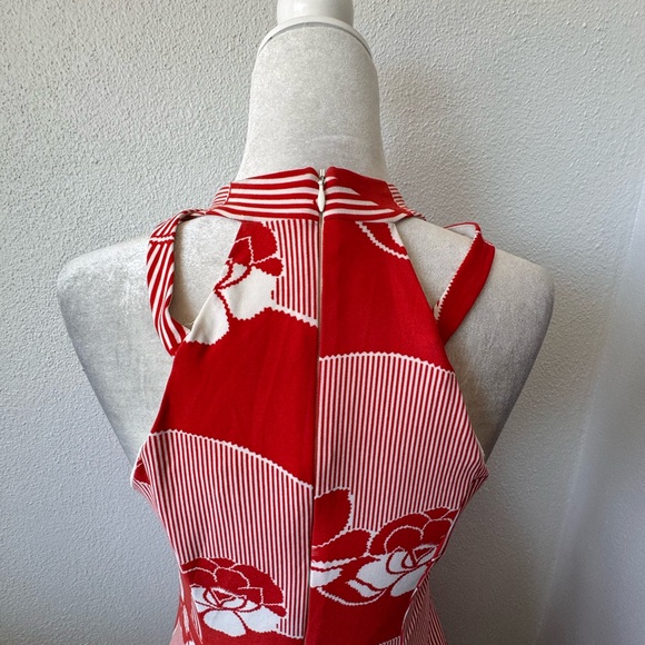 Antrhopologie Eva Franco Fit and Flare Dress Red White Floral Swing Elegant SZ 4 - Picture 9 of 15